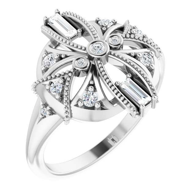 Platinum 1/4 CTW Natural Diamond Vintage-Inspired Ring